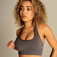 Power Halter Neck Bra | Slate Grey
