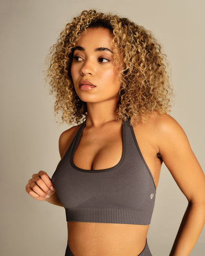Power Halter Neck Bra | Slate Grey