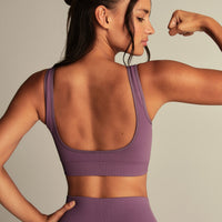 Power Seamless Open Back Mini Bra | Dusk Plum