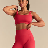 Power Seamless Open Back Mini Bra | Spicy Red