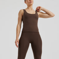 Essential Built-In Bra Scoop Back Tank | Cocoa