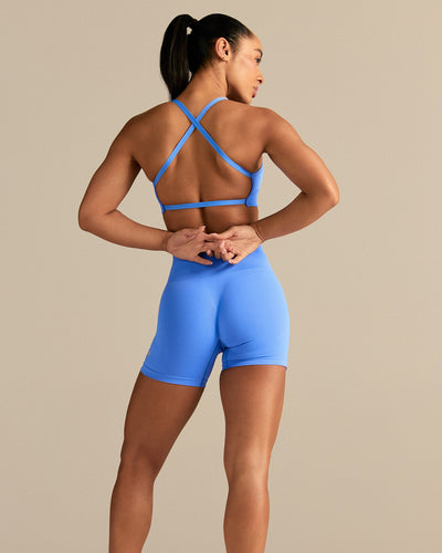 Define 2.0 Seamless Cross Back Bra | Chambray Blue