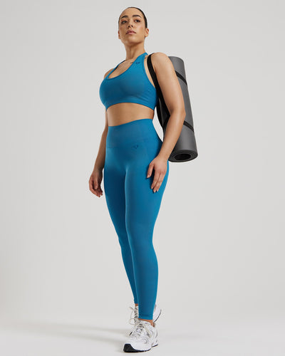 Motion Seamless Halter Bra | Peacock Blue