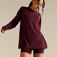 Comfort Oversized Long Sleeve T-Shirt | Vintage Merlot