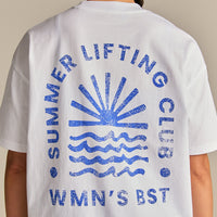 Comfort Summer Lifting Club Oversized T-Shirt | White/Luminous Blue
