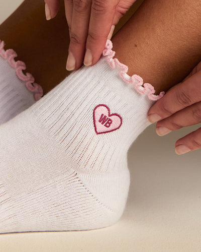 Quarter Frilly Ankle Socks (2PK) | Sweet Pink/Strawberry Kiss