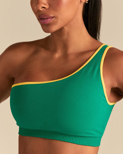 Power Seamless One Shoulder Bra | Amazonia Green