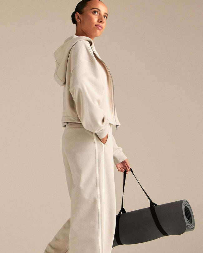 Comfort Lightweight Draw Hem Hoodie | Stone