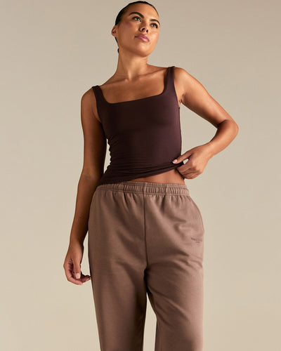 Smooth Contour Midi Square Neck Tank | Cafe Noir