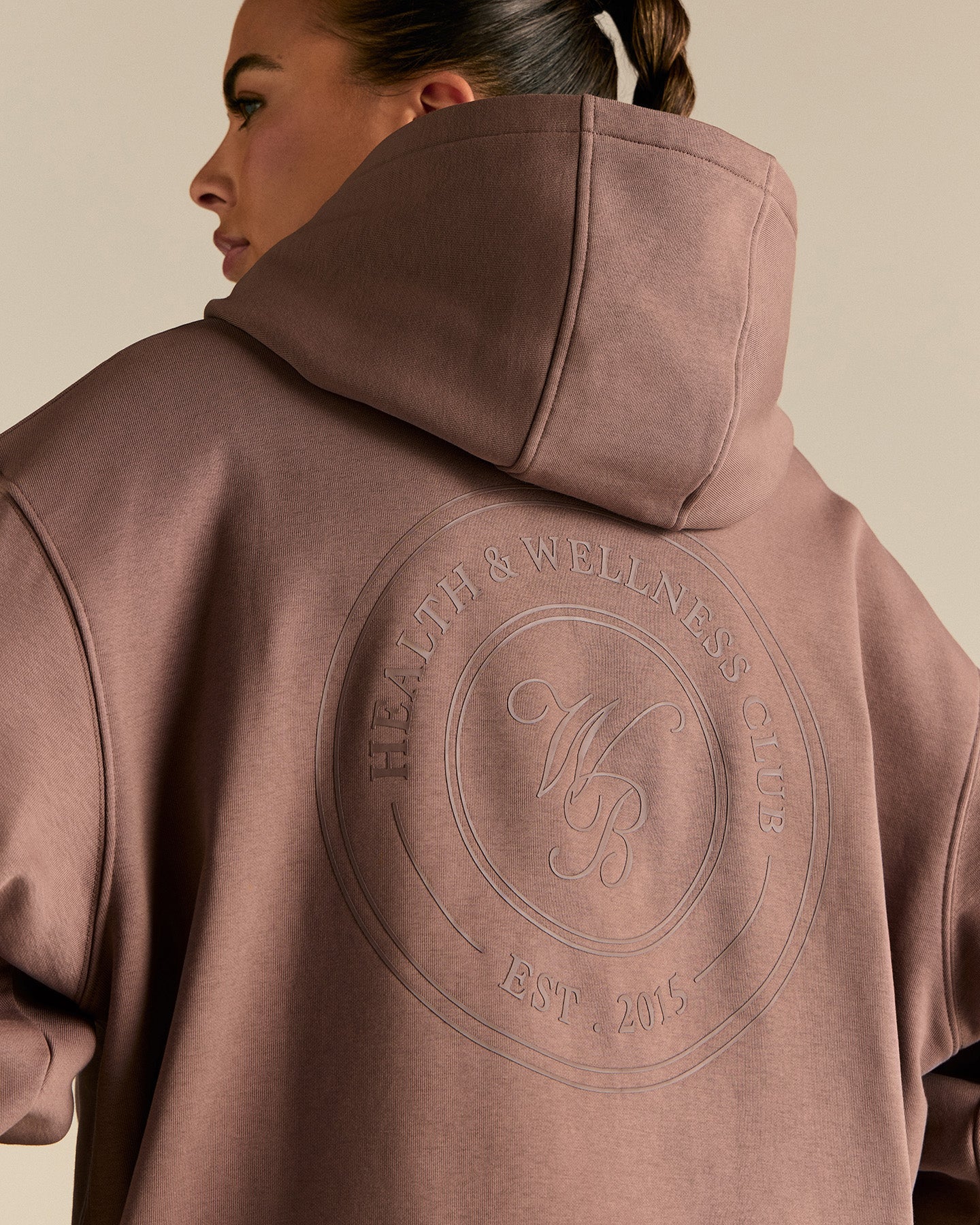 Comfort Oversized Health Club Graphic Hoodie | Mocha