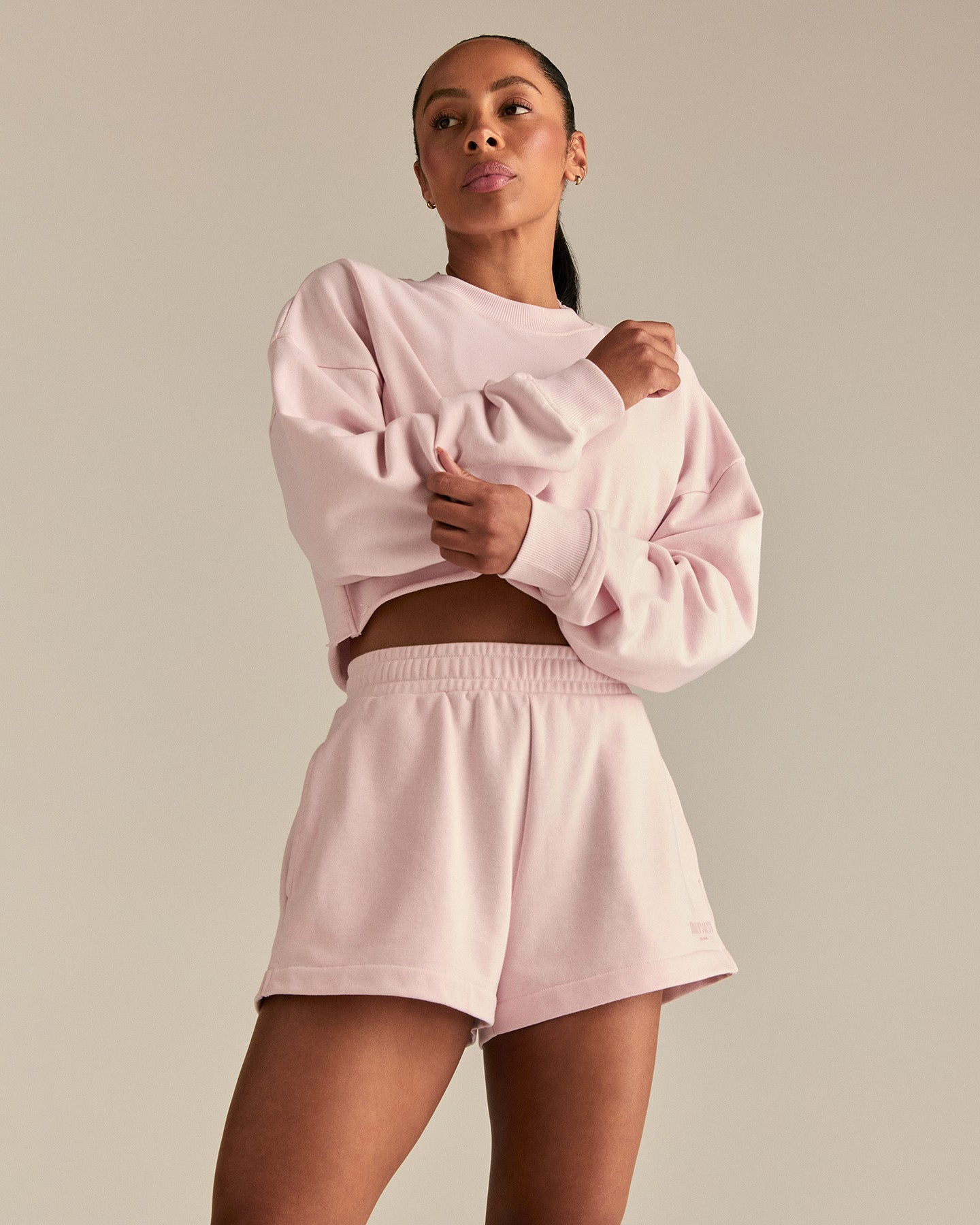 Comfort Lightweight Cropped Sweat | Ballet Pink