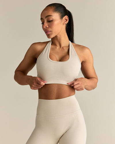 Motion Seamless Halter Bra | Off White