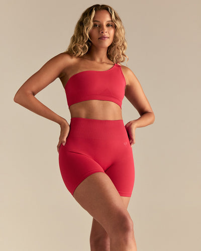 Power Seamless One Shoulder Bra | Spicy Red