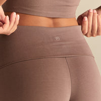 Cotton Contour Fold Over Straight Leg Pants | Mocha