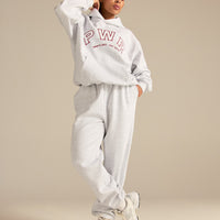 Comfort Oversized PWR Hoodie | Light Grey Marl