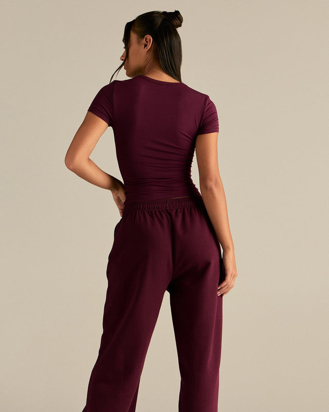 Smooth Contour Midi Short Sleeve T-Shirt | Merlot