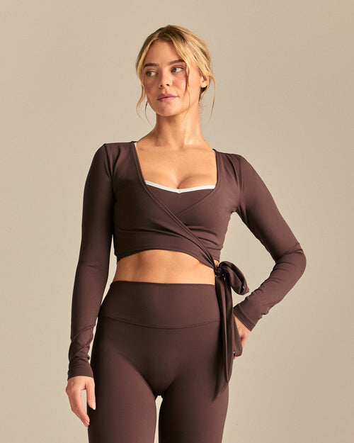 FormFlex Long Sleeve Wrap Top | Cocoa Powder