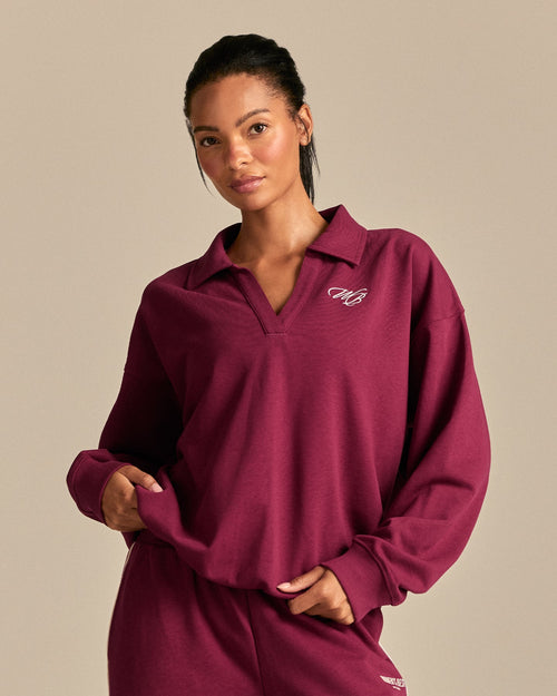Comfort Lightweight Henley Sweat | Deep Berry