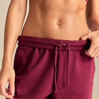 Comfort Mid Waist Cuffed Hem Joggers | Deep Berry (2/6)