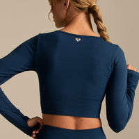Define 2.0 Long Sleeve Scrunch Crop Top | True Navy (4/6)