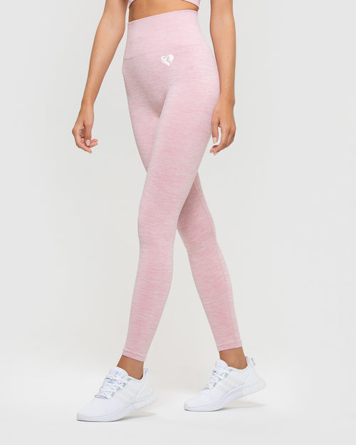 Pink Marl Seamless Short Sleeve Crop Top and Leggings Sets TW2122 - twinall