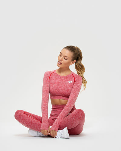 Move Seamless Long Sleeve Crop Top - Red Marl