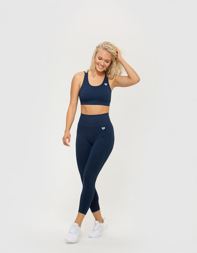 Power Cropped Workout Leggings - Navy Blue