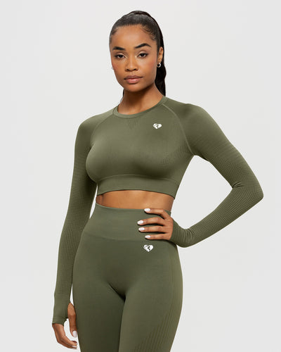 Ribbed Defined Long Sleeve Sports Bra