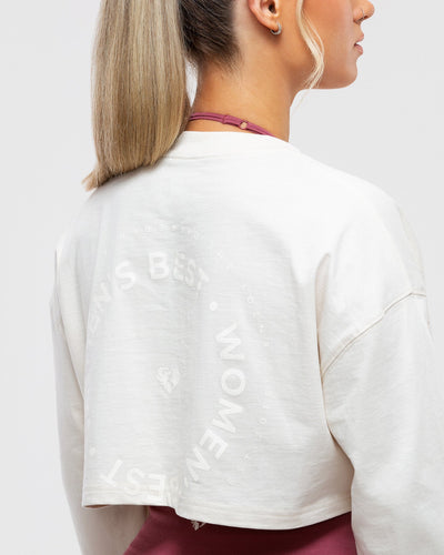 Comfort Oversized Cropped Long Sleeve T-Shirt | Off White