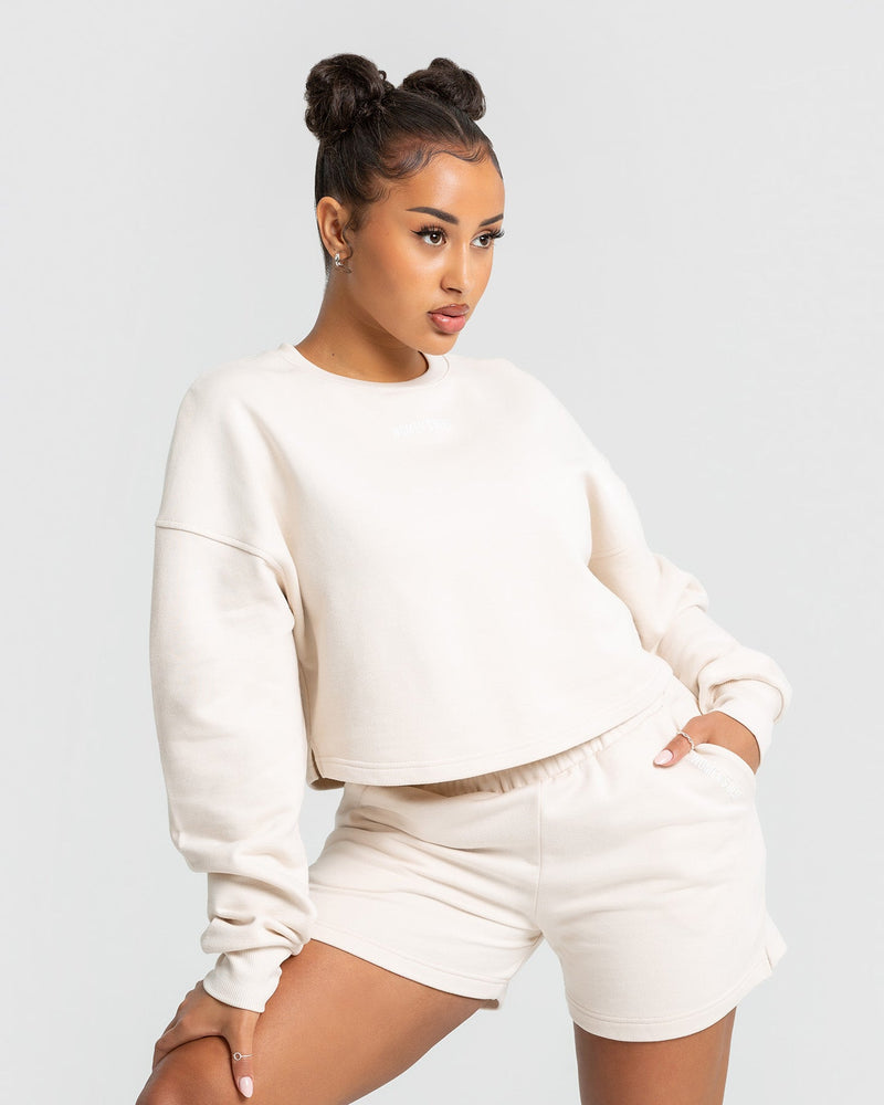Cropped crew neck jumper on sale