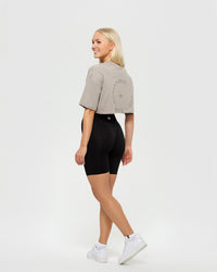 Comfort Oversized Cropped Short Sleeve T-Shirt | Buff