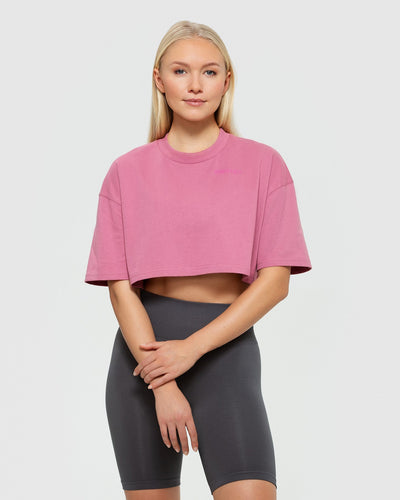 Comfort Oversized Cropped Short Sleeve T-Shirt | Heather Rose