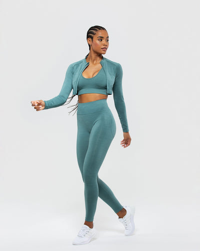 Teal crop jacket sales