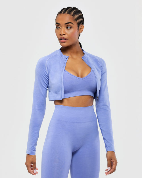 Define Seamless Crop Zip Jacket - Violet