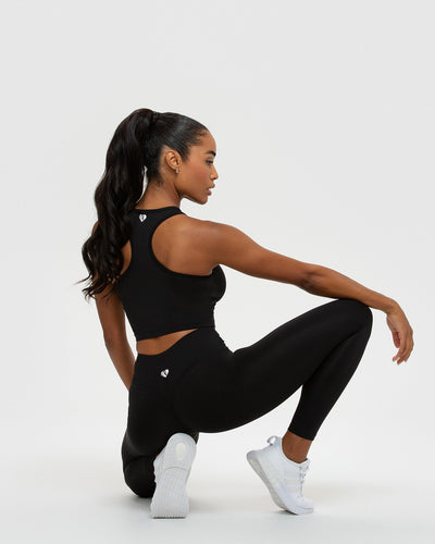 Womens HIIT Black Essential Branded Gym Legging Compression Sports