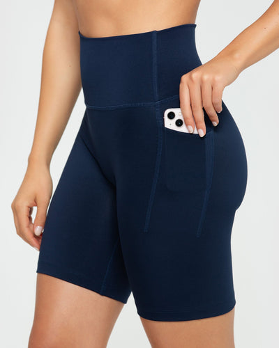 High waisted bike shop shorts with pockets