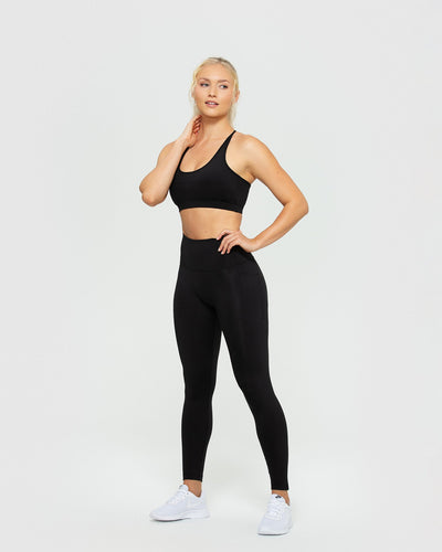 Women's Essential Workout Active Running Capri Leggings with Side Pockets -  Black / S