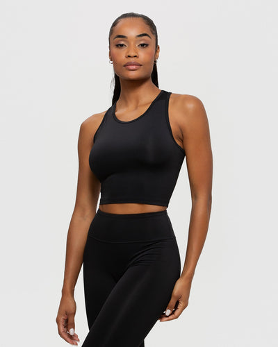 Women's Essential Black Crop Top Tee