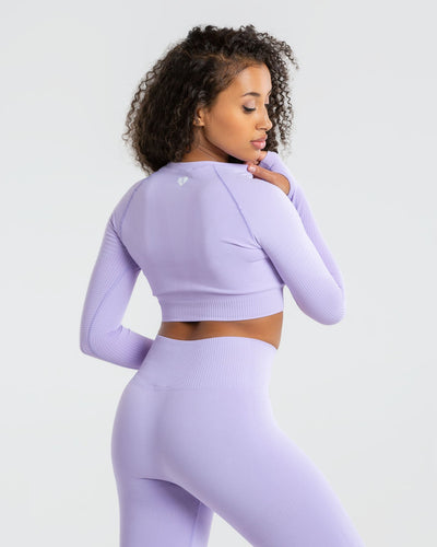 Power Seamless Sleeve Crop Top - Lilac | Women's