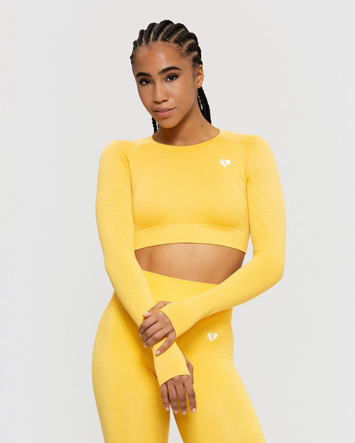 Power Seamless Long Sleeve Crop Top Sorbet Orange