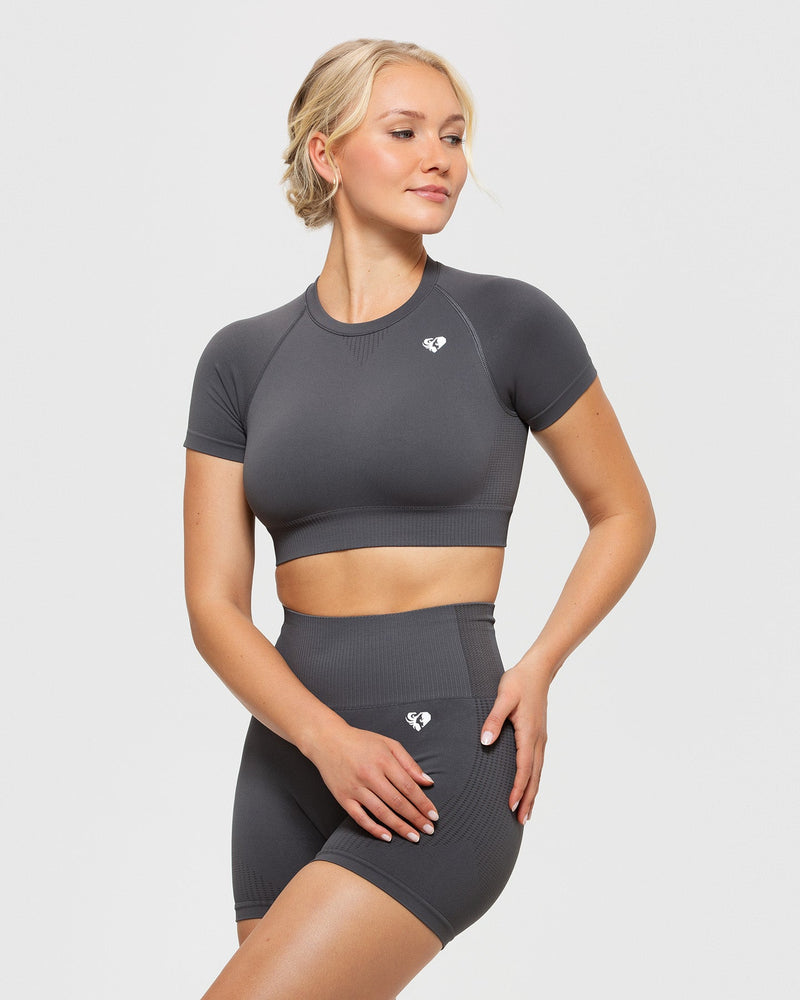 Workout crop top short sleeve sales