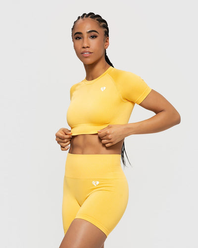 Yellow crop online top short sleeve