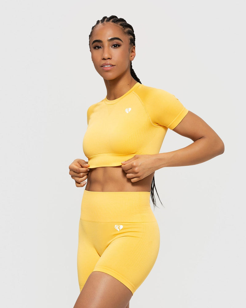 Power Seamless Short Sleeve Crop Top Sorbet Orange Women s Best